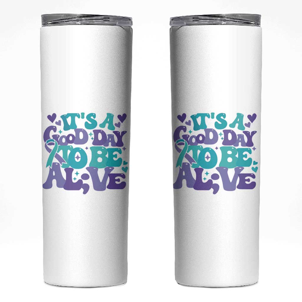 Suicide Prevention Awareness Skinny Tumbler Teal Purple Ribbon Inspirational Motivational Gifts Little Reminders Therapist Psychologist - Wonder Print Shop