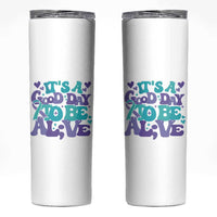 Suicide Prevention Awareness Skinny Tumbler Teal Purple Ribbon Inspirational Motivational Gifts Little Reminders Therapist Psychologist - Wonder Print Shop