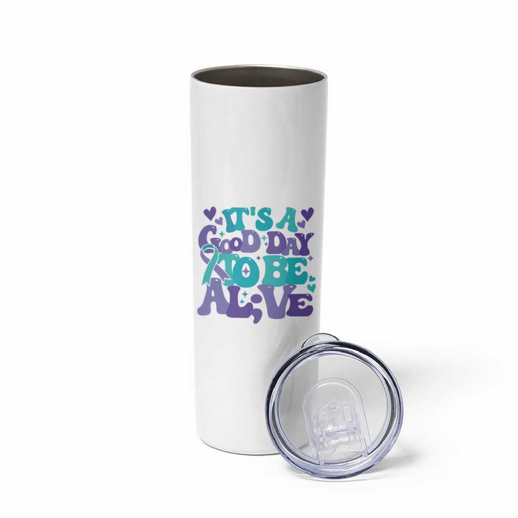 Suicide Prevention Awareness Skinny Tumbler Teal Purple Ribbon Inspirational Motivational Gifts Little Reminders Therapist Psychologist - Wonder Print Shop