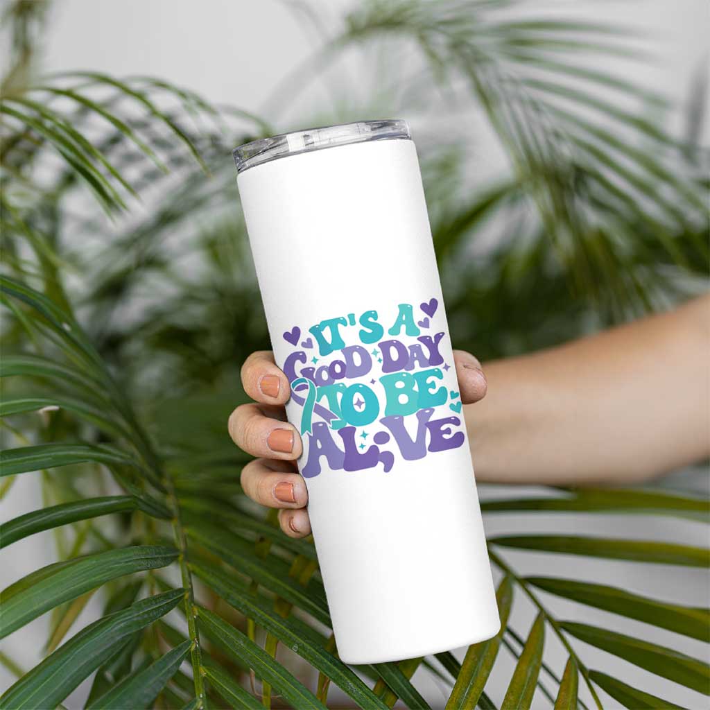Suicide Prevention Awareness Skinny Tumbler Teal Purple Ribbon Inspirational Motivational Gifts Little Reminders Therapist Psychologist - Wonder Print Shop