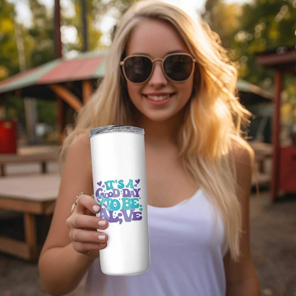 Suicide Prevention Awareness Skinny Tumbler Teal Purple Ribbon Inspirational Motivational Gifts Little Reminders Therapist Psychologist - Wonder Print Shop