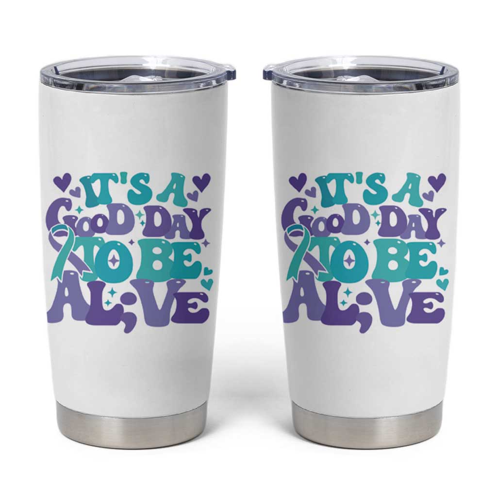 Suicide Prevention Awareness Tumbler Cup Teal Purple Ribbon Inspirational Motivational Gifts Little Reminders Therapist Psychologist - Wonder Print Shop