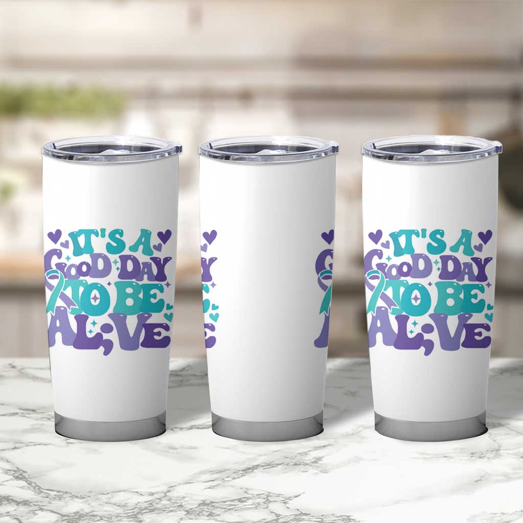 Suicide Prevention Awareness Tumbler Cup Teal Purple Ribbon Inspirational Motivational Gifts Little Reminders Therapist Psychologist - Wonder Print Shop