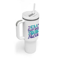 Suicide Prevention Awareness Tumbler With Handle Teal Purple Ribbon Inspirational Motivational Gifts Little Reminders Therapist Psychologist - Wonder Print Shop