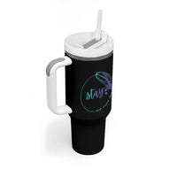 Suicide Prevention Awareness Tumbler With Handle Teal Purple Feather Stay One More Day Daily Reminder - Wonder Print Shop