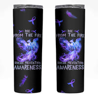Suicide Prevention Awareness Skinny Tumbler Teal Purple Ribbon Phoenix Rise From The Fire - Wonder Print Shop