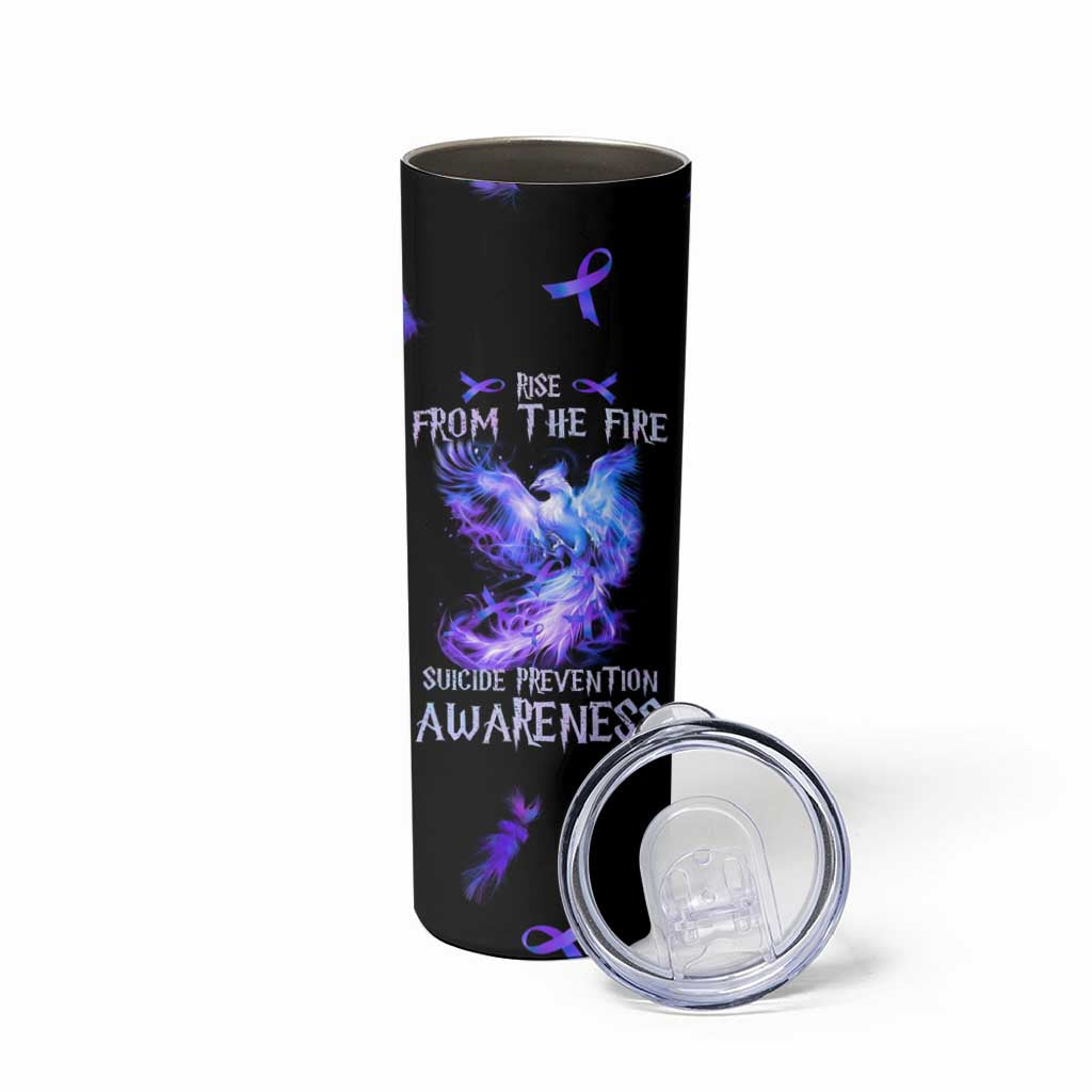 Suicide Prevention Awareness Skinny Tumbler Teal Purple Ribbon Phoenix Rise From The Fire - Wonder Print Shop