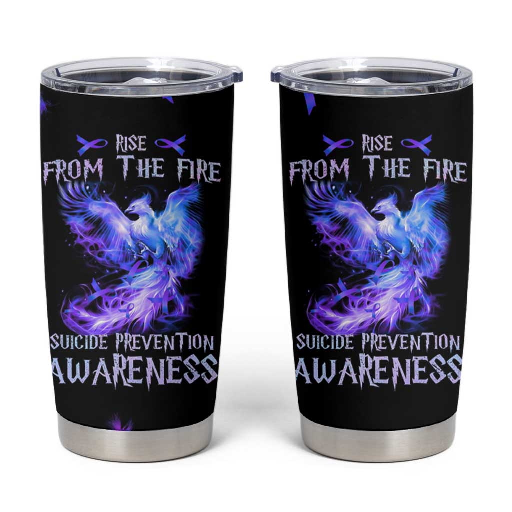 Suicide Prevention Awareness Tumbler Cup Teal Purple Ribbon Phoenix Rise From The Fire - Wonder Print Shop