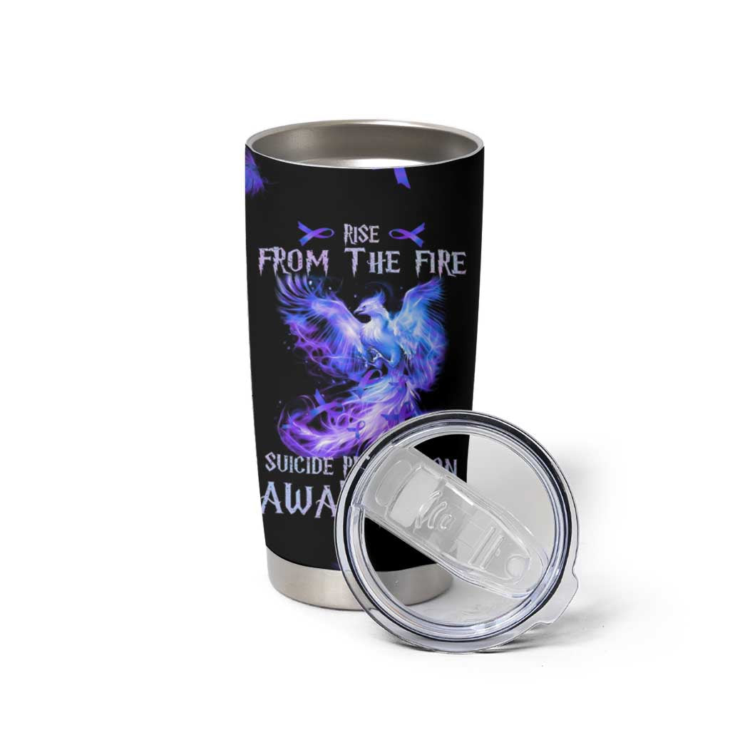 Suicide Prevention Awareness Tumbler Cup Teal Purple Ribbon Phoenix Rise From The Fire - Wonder Print Shop