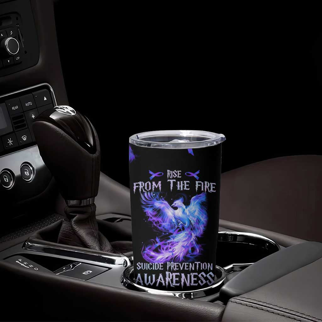Suicide Prevention Awareness Tumbler Cup Teal Purple Ribbon Phoenix Rise From The Fire - Wonder Print Shop