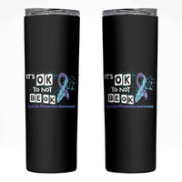 Suicide Prevention Awareness Skinny Tumbler Teal Purple Ribbon It's Ok Not To Be Ok Therapist Psychologist - Wonder Print Shop