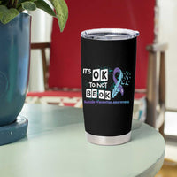 Suicide Prevention Awareness Tumbler Cup Teal Purple Ribbon It's Ok Not To Be Ok Therapist Psychologist - Wonder Print Shop