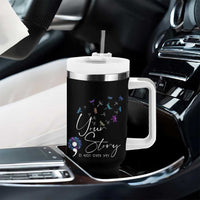 Suicide Prevention Awareness Tumbler With Handle Teal Purple Dragonfly Your Story Is Not Over - Wonder Print Shop