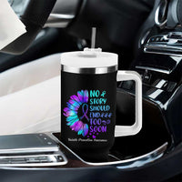 Suicide Prevention Awareness Tumbler With Handle Teal Purple Sunflower No Story Should End Too Soon - Wonder Print Shop