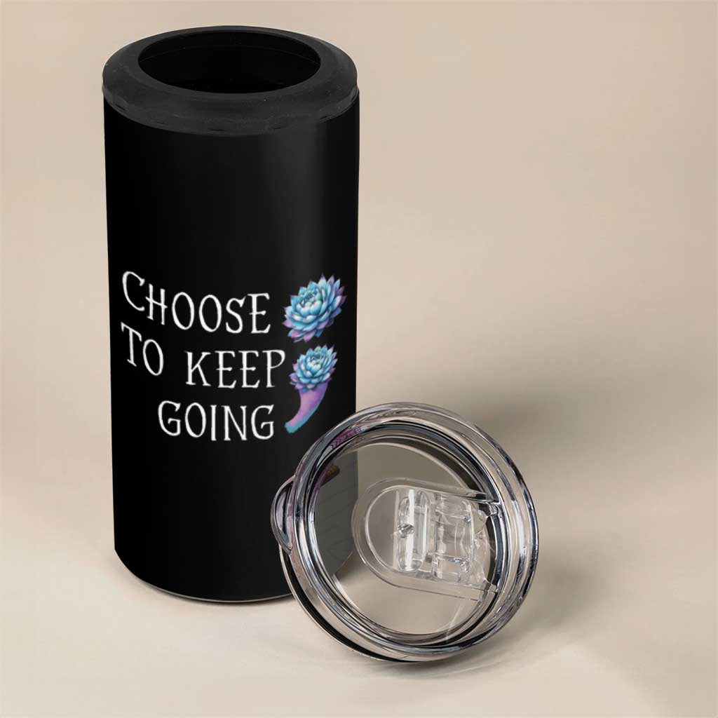 Suicide Prevention Awareness 4 in 1 Can Cooler Tumbler Teal Purple Semicolon Choose To Keep Going Support Therapist Psychologist - Wonder Print Shop