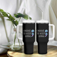 Suicide Prevention Awareness Tumbler With Handle Teal Purple Semicolon Choose To Keep Going Support Therapist Psychologist - Wonder Print Shop