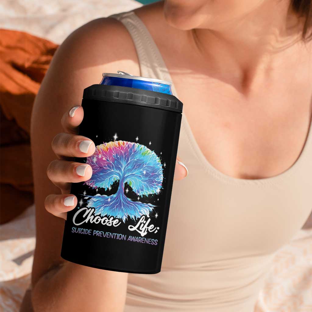 Suicide Prevention Awareness 4 in 1 Can Cooler Tumbler Teal Purple Choose Life Support You Matter Therapist Psychologist - Wonder Print Shop