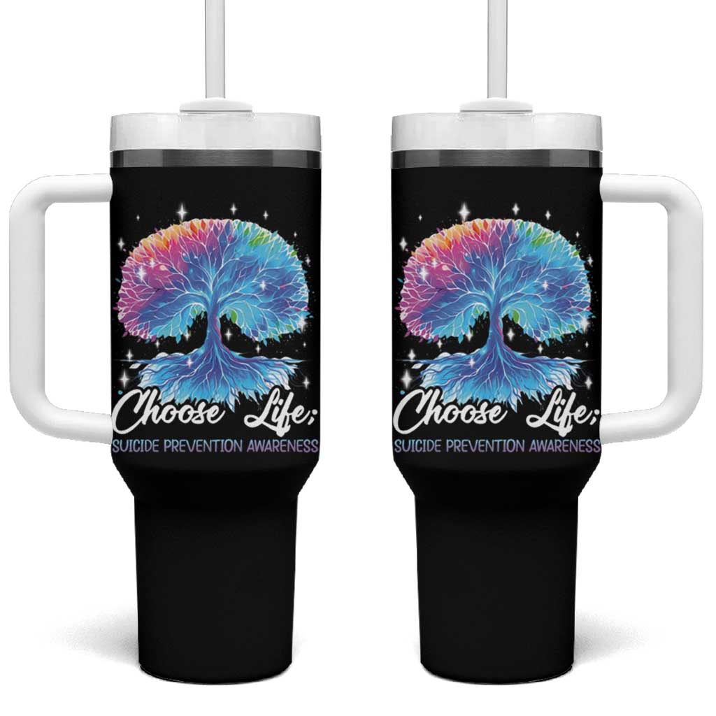 Suicide Prevention Awareness Tumbler With Handle Teal Purple Choose Life Support You Matter Therapist Psychologist - Wonder Print Shop