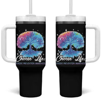 Suicide Prevention Awareness Tumbler With Handle Teal Purple Choose Life Support You Matter Therapist Psychologist - Wonder Print Shop