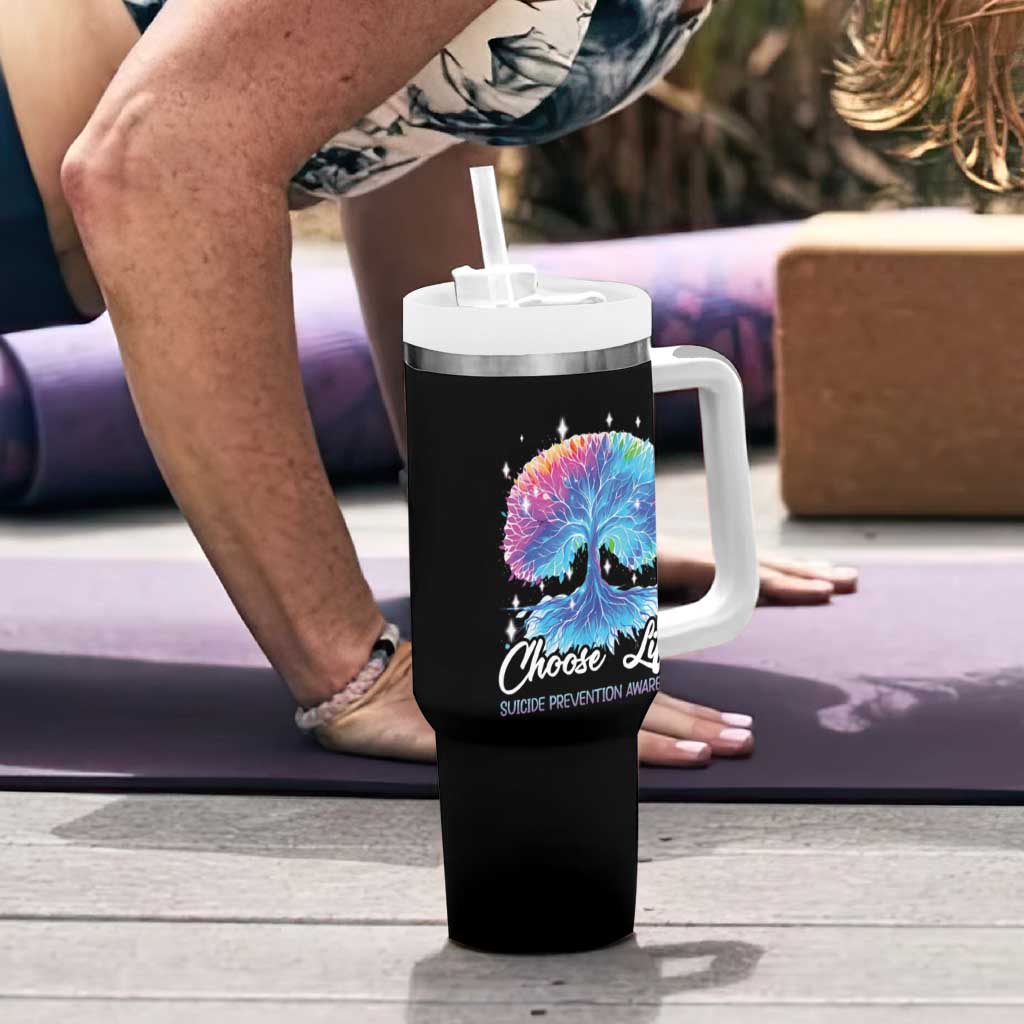 Suicide Prevention Awareness Tumbler With Handle Teal Purple Choose Life Support You Matter Therapist Psychologist - Wonder Print Shop
