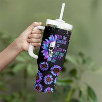 Suicide Prevention Awareness Tumbler With Handle Teal Purple Sunflower Skull Into The Darkness I Go To Lose My Mind And Find My Soul - Wonder Print Shop