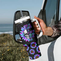 Suicide Prevention Awareness Tumbler With Handle Teal Purple Sunflower Skull Into The Darkness I Go To Lose My Mind And Find My Soul - Wonder Print Shop