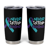 Suicide Prevention Awareness Tumbler Cup Teal Purple Ribbon Semicolon Never Stop Fighting Support Therapist Psychologist - Wonder Print Shop