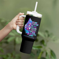 Suicide Prevention Awareness Tumbler With Handle Teal Purple Ribbon Wolf Be Kind Everyone Is Fighting A Battle You Know Nothing About - Wonder Print Shop