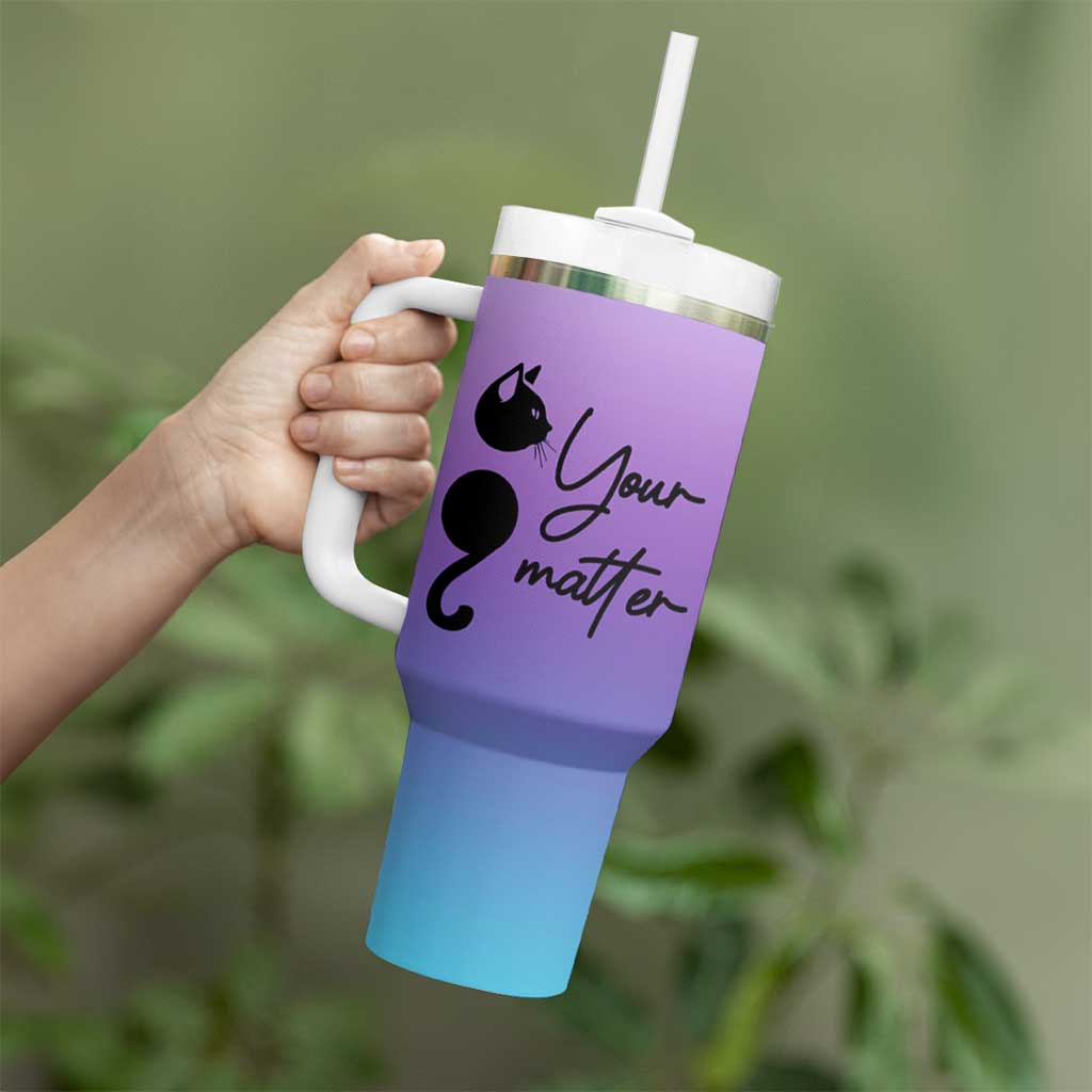 Suicide Prevention Awareness Tumbler With Handle Teal Purple Semicolon Cat Your Matter Therapist Psychologist - Wonder Print Shop