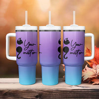 Suicide Prevention Awareness Tumbler With Handle Teal Purple Semicolon Cat Your Matter Therapist Psychologist - Wonder Print Shop