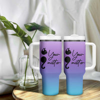 Suicide Prevention Awareness Tumbler With Handle Teal Purple Semicolon Cat Your Matter Therapist Psychologist - Wonder Print Shop