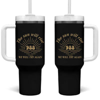 Suicide Prevention Awareness Tumbler With Handle The Sun Will Rise We Will Try Again Positive Saying Inspirational Gifts - Wonder Print Shop