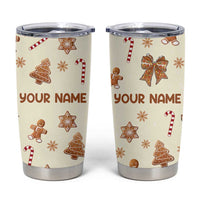 Personalized Christmas Tumbler Cup Custom Name Coquette Bow Tree Gingerbread Xmas Gifts For Her - Wonder Print Shop