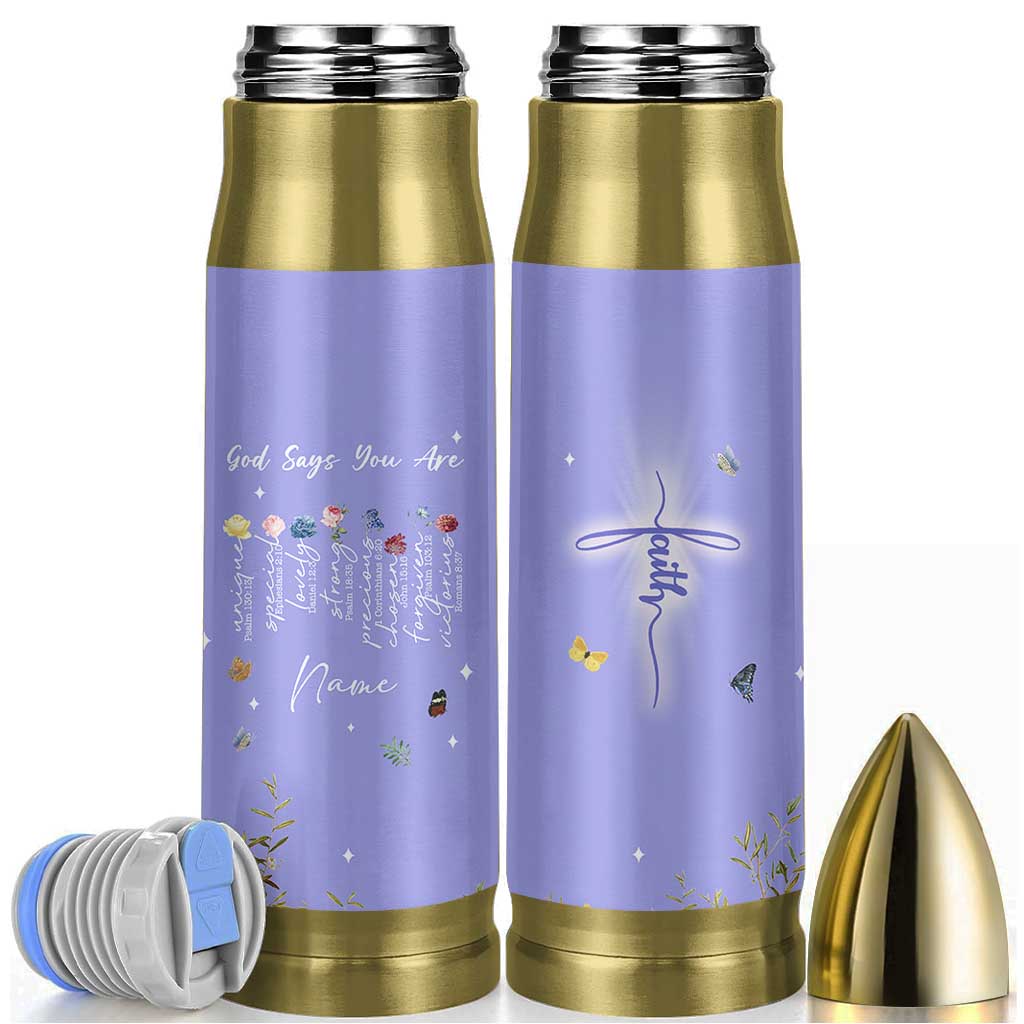 Personalized Christian Birthday Gifts for Women Bullet Tumbler Custom Name God Says You Are Bible Verse