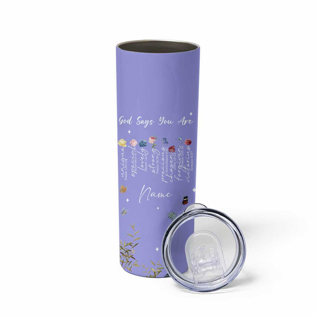 Personalized Christian Birthday Gifts for Women Skinny Tumbler Custom Name God Says You Are Bible Verse