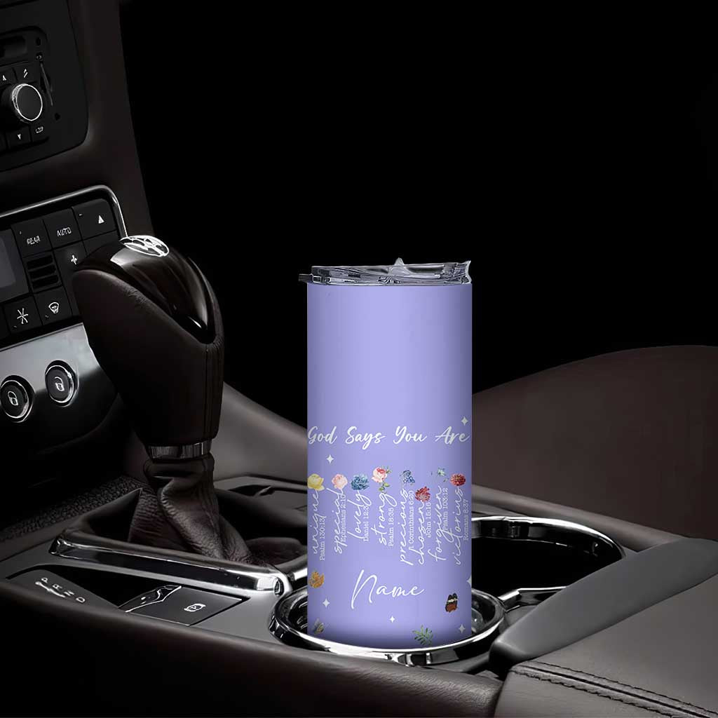 Personalized Christian Birthday Gifts for Women Skinny Tumbler Custom Name God Says You Are Bible Verse