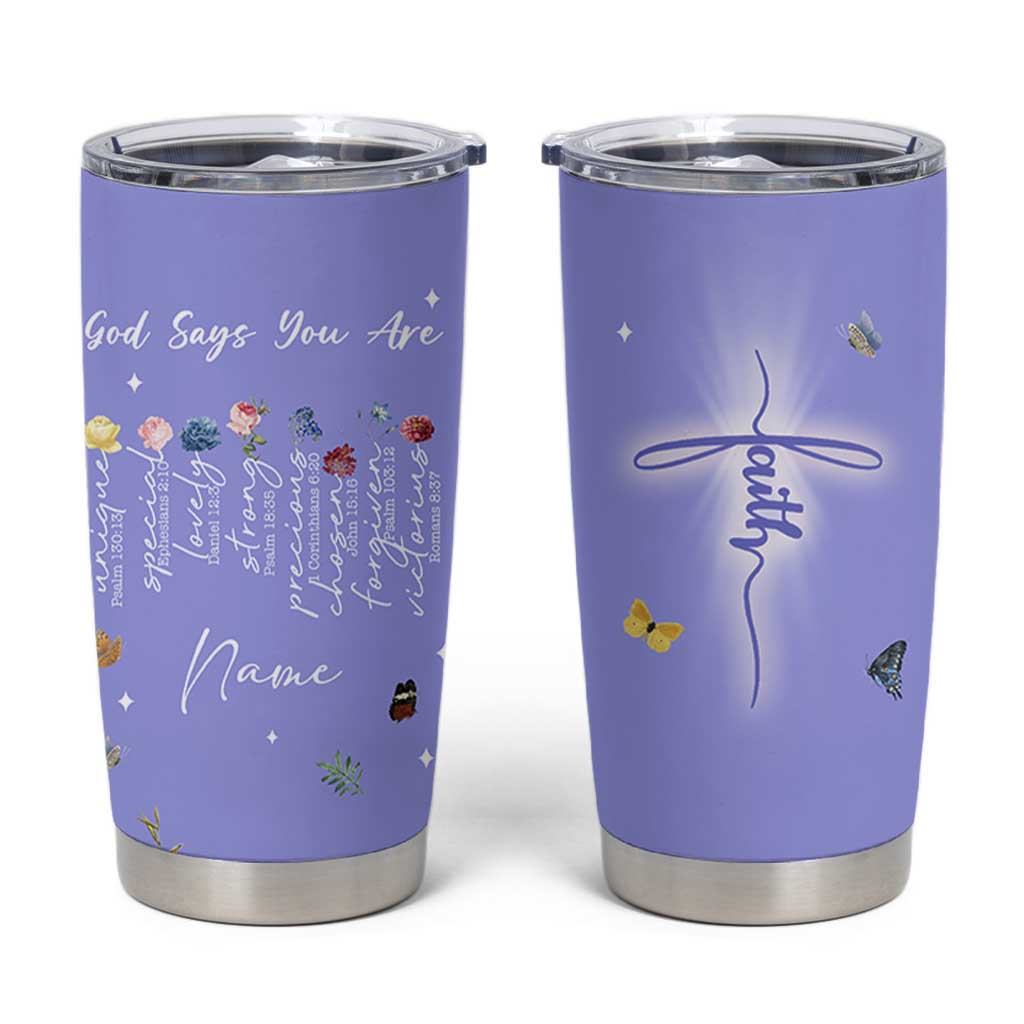 Personalized Christian Birthday Gifts for Women Tumbler Cup Custom Name God Says You Are Bible Verse