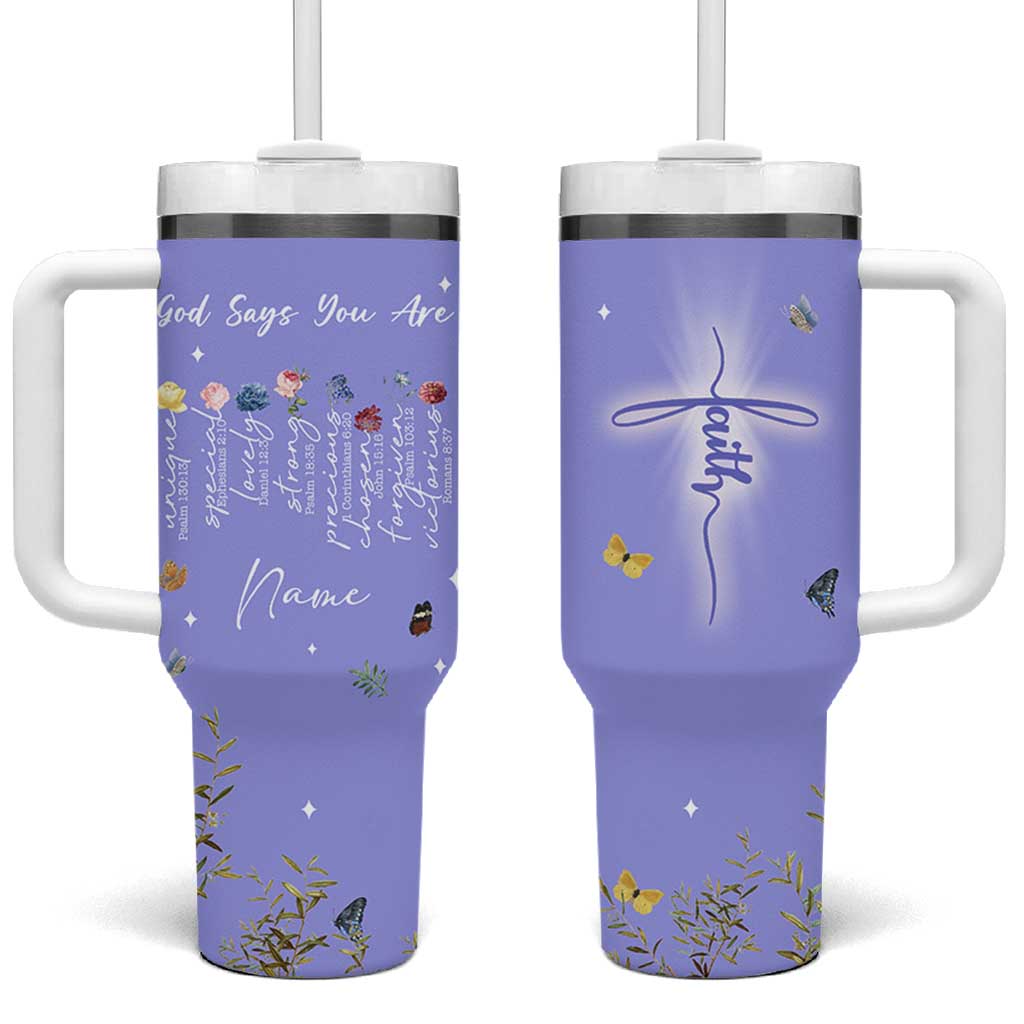 Personalized Christian Birthday Gifts for Women Tumbler With Handle Custom Name God Says You Are Bible Verse