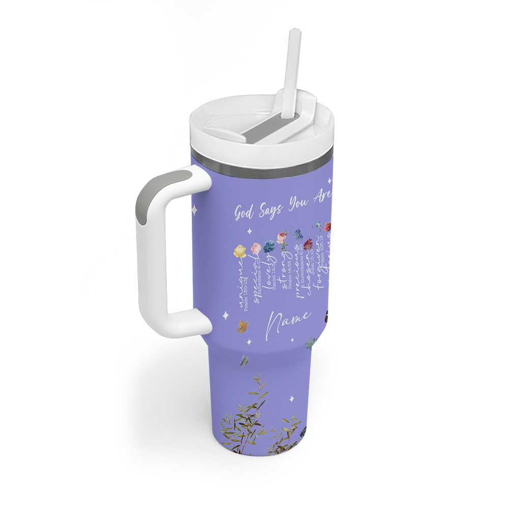 Personalized Christian Birthday Gifts for Women Tumbler With Handle Custom Name God Says You Are Bible Verse