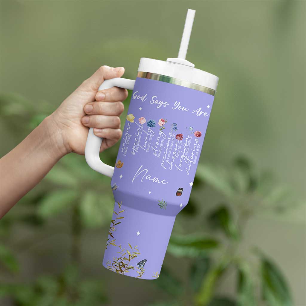 Personalized Christian Birthday Gifts for Women Tumbler With Handle Custom Name God Says You Are Bible Verse