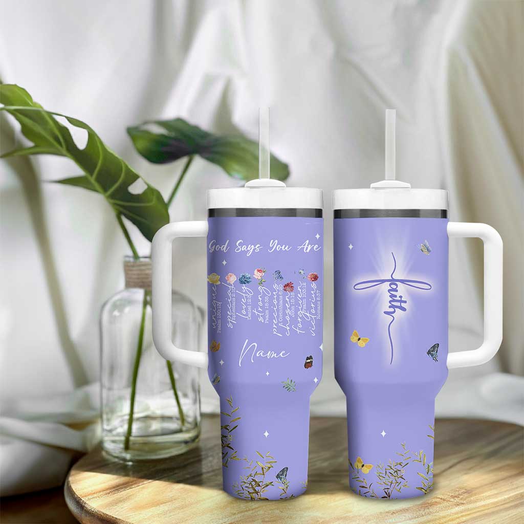 Personalized Christian Birthday Gifts for Women Tumbler With Handle Custom Name God Says You Are Bible Verse