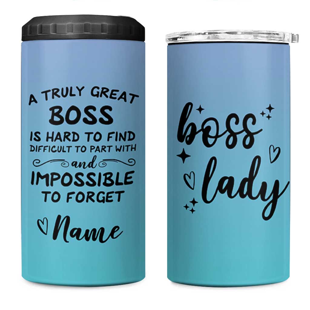 Personalized Boss Lady 4 in 1 Can Cooler Tumbler Custom Name Gifts for Office Bosses Coworkers Leaders Managers