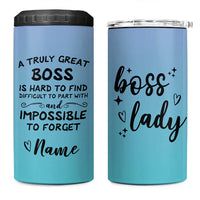 Personalized Boss Lady 4 in 1 Can Cooler Tumbler Custom Name Gifts for Office Bosses Coworkers Leaders Managers