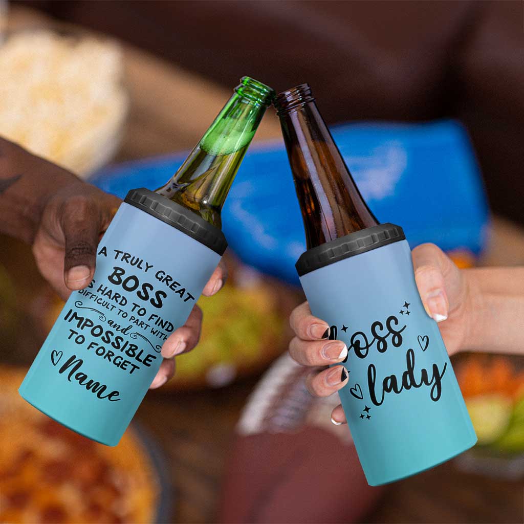 Personalized Boss Lady 4 in 1 Can Cooler Tumbler Custom Name Gifts for Office Bosses Coworkers Leaders Managers