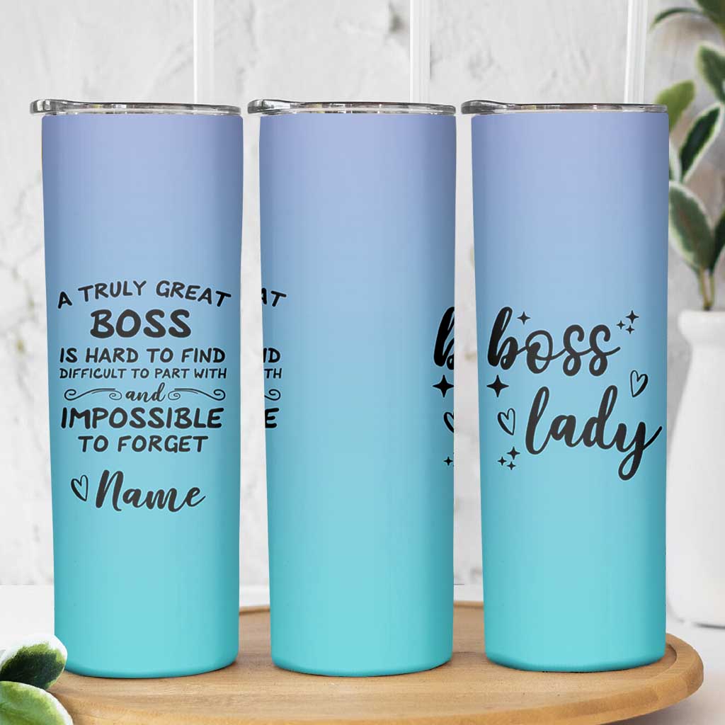 Personalized Boss Lady Skinny Tumbler Custom Name Gifts for Office Bosses Coworkers Leaders Managers
