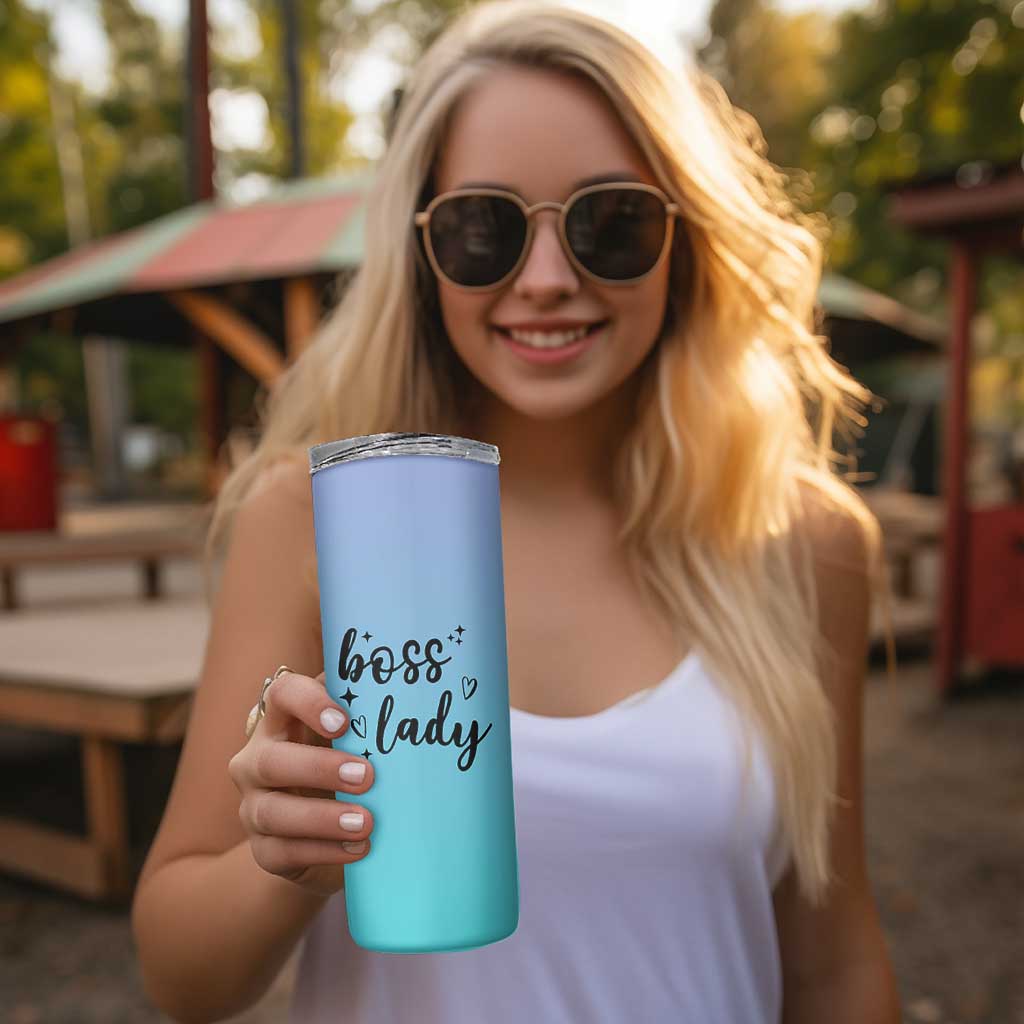 Personalized Boss Lady Skinny Tumbler Custom Name Gifts for Office Bosses Coworkers Leaders Managers
