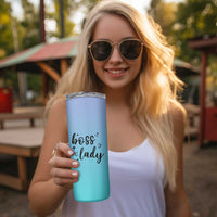 Personalized Boss Lady Skinny Tumbler Custom Name Gifts for Office Bosses Coworkers Leaders Managers