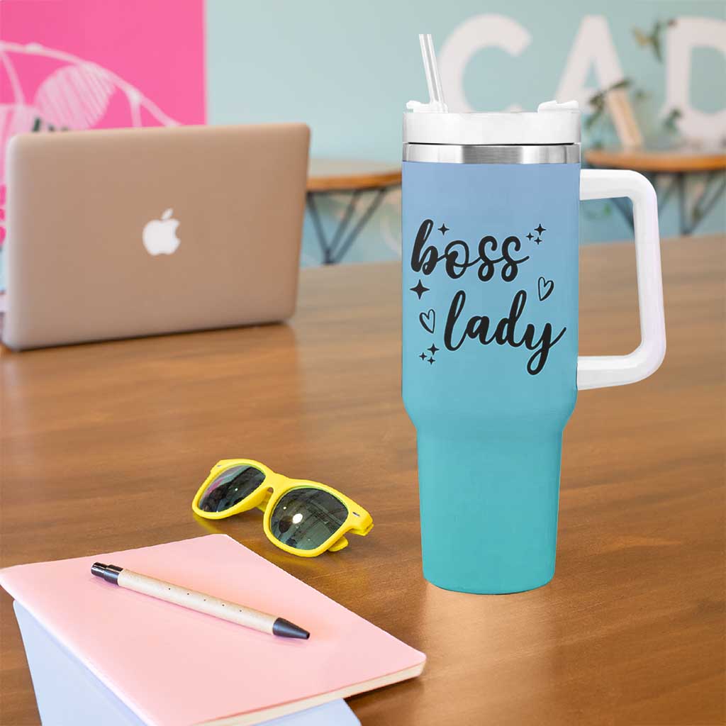Personalized Boss Lady Tumbler With Handle Custom Name Gifts for Office Bosses Coworkers Leaders Managers