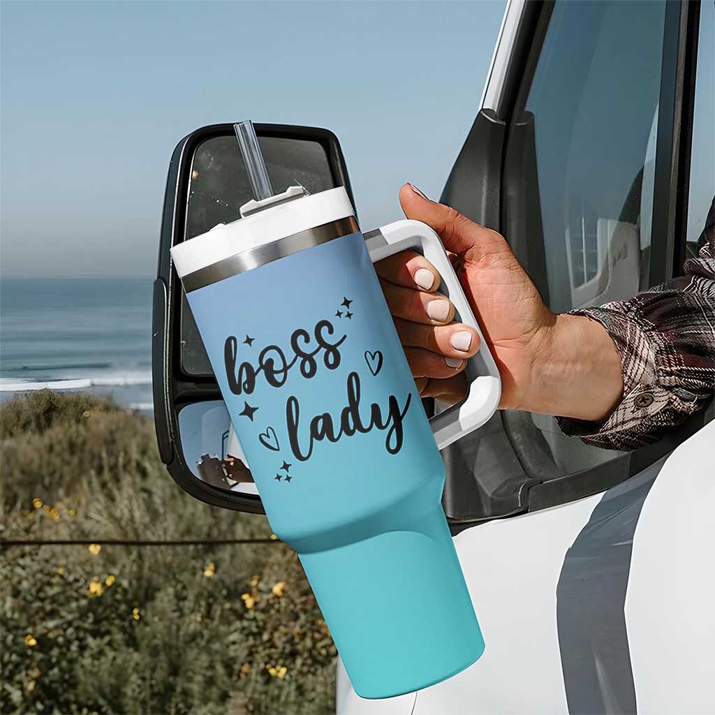Personalized Boss Lady Tumbler With Handle Custom Name Gifts for Office Bosses Coworkers Leaders Managers