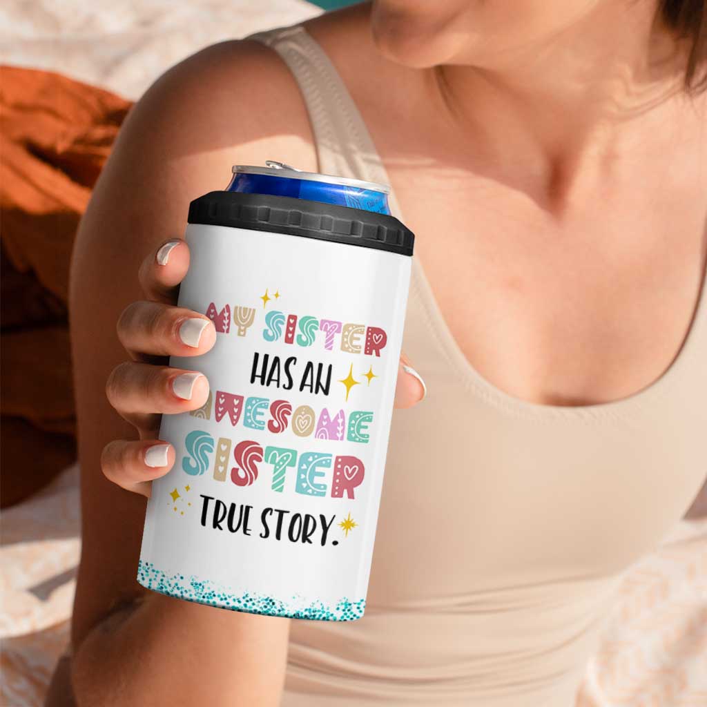 Sister Gifts From Sister 4 in 1 Can Cooler Tumbler Funny Family Sibling